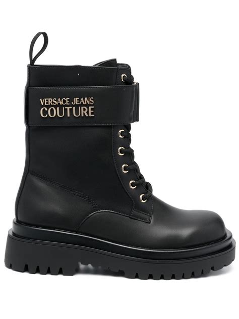 versace jeans combat boots|Versace intrico boots.